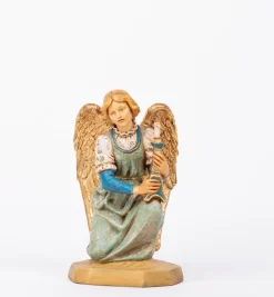 Angelo celeste in ginocchio in resina per presepe 52 cm