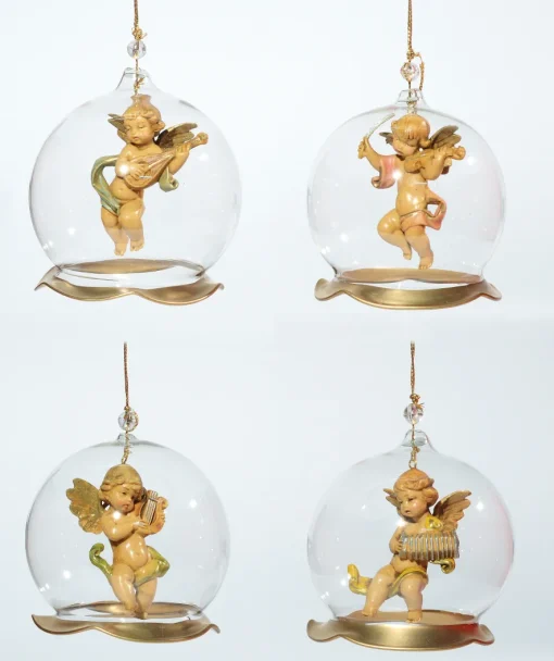 Assortimento 4 ornamenti in vetro soffiato da appendere (V1) cm.8