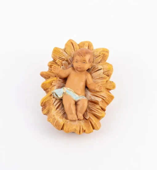 Bambino e culla per presepe cm.15