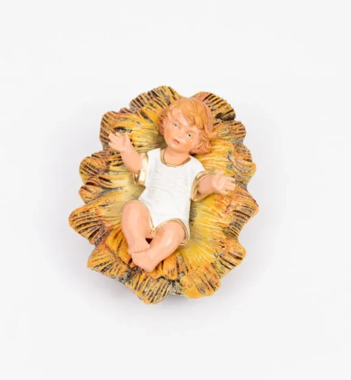 Bambino e culla per presepe colori tradizionali cm.19