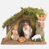 Capanna n.58/L con 5 pezzi per presepe cm.9,5