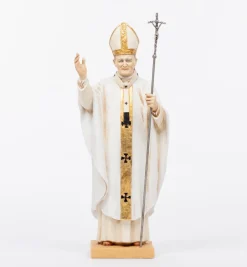 Papa Giovanni Paolo II veste bianca in resina cm.56